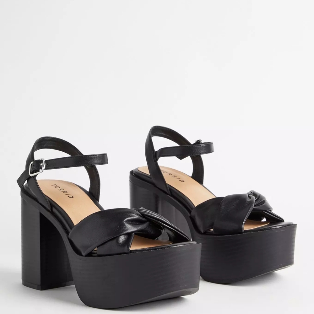torrid Black Platform Knot Block Heel Sandals